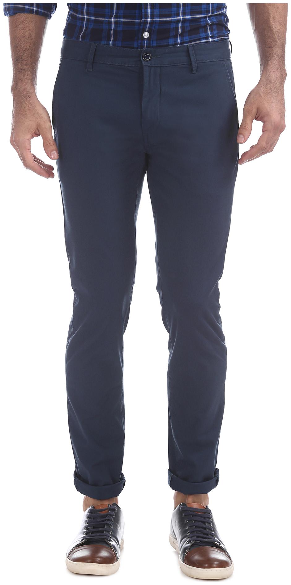 

Arrow Men Blue Solid Slim fit Regular trousers
