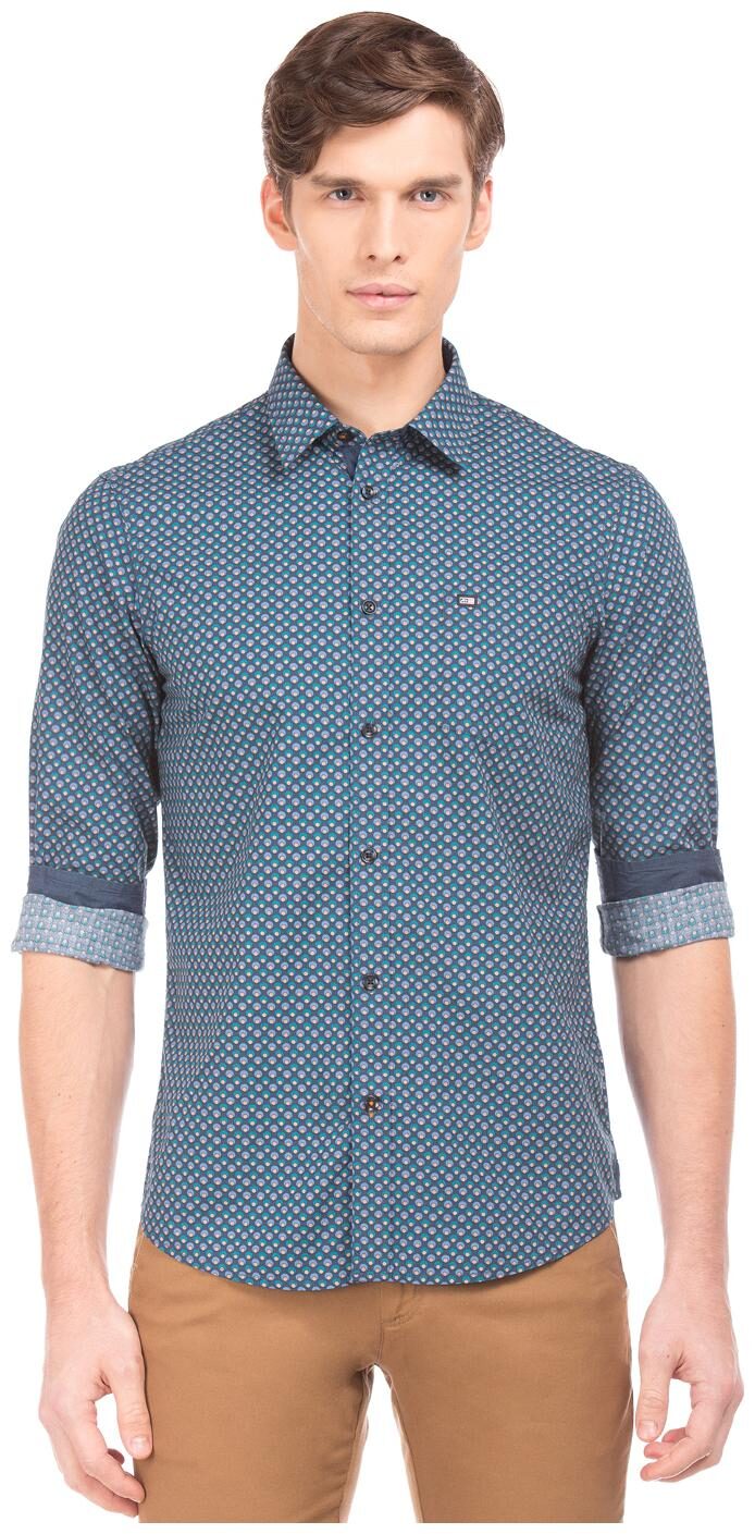 

Arrow Men Blue Printed Slim Fit Casual Shirt