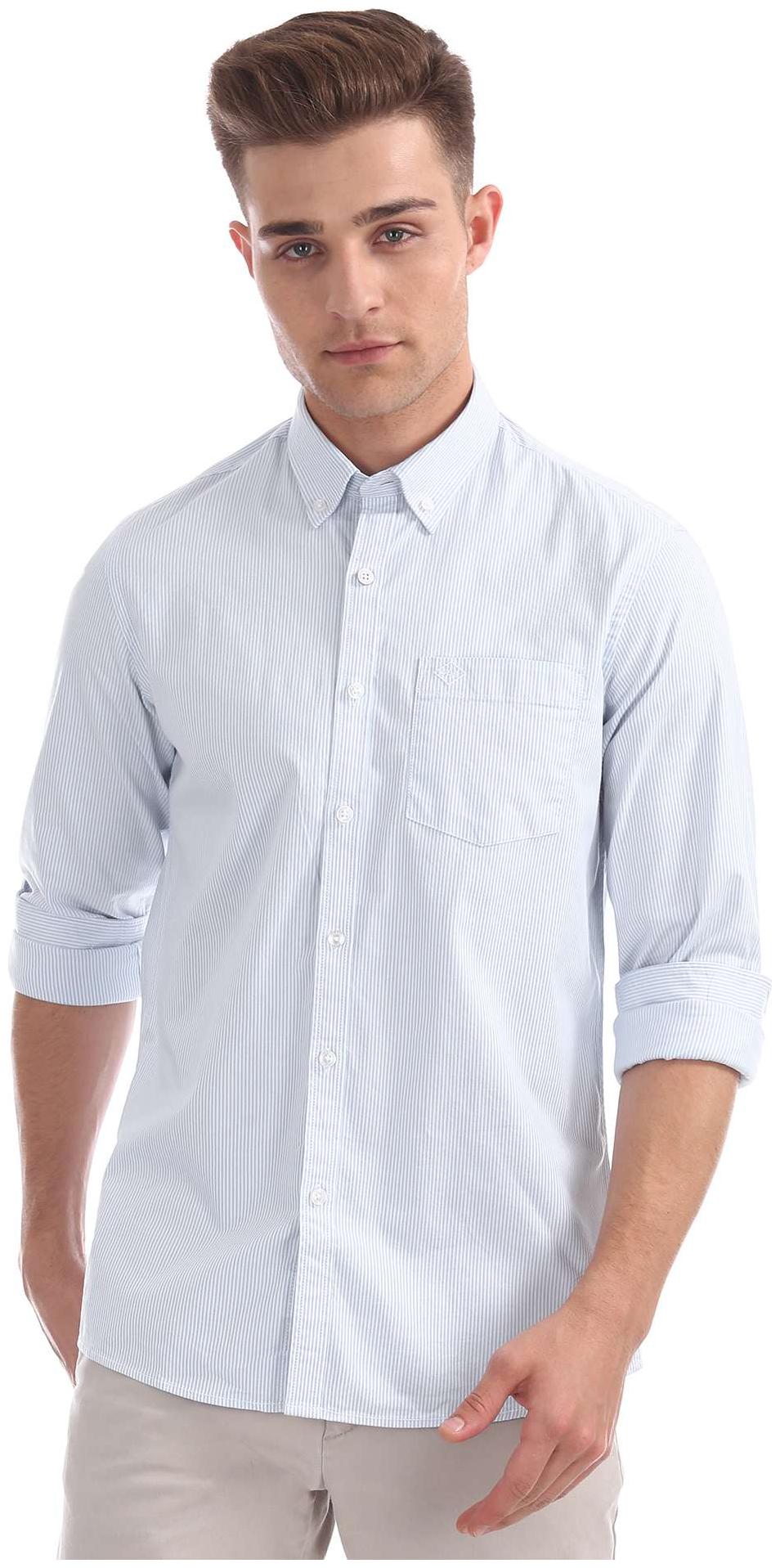 

Arrow Men Blue Vertical Stripes Slim Fit Casual Shirt