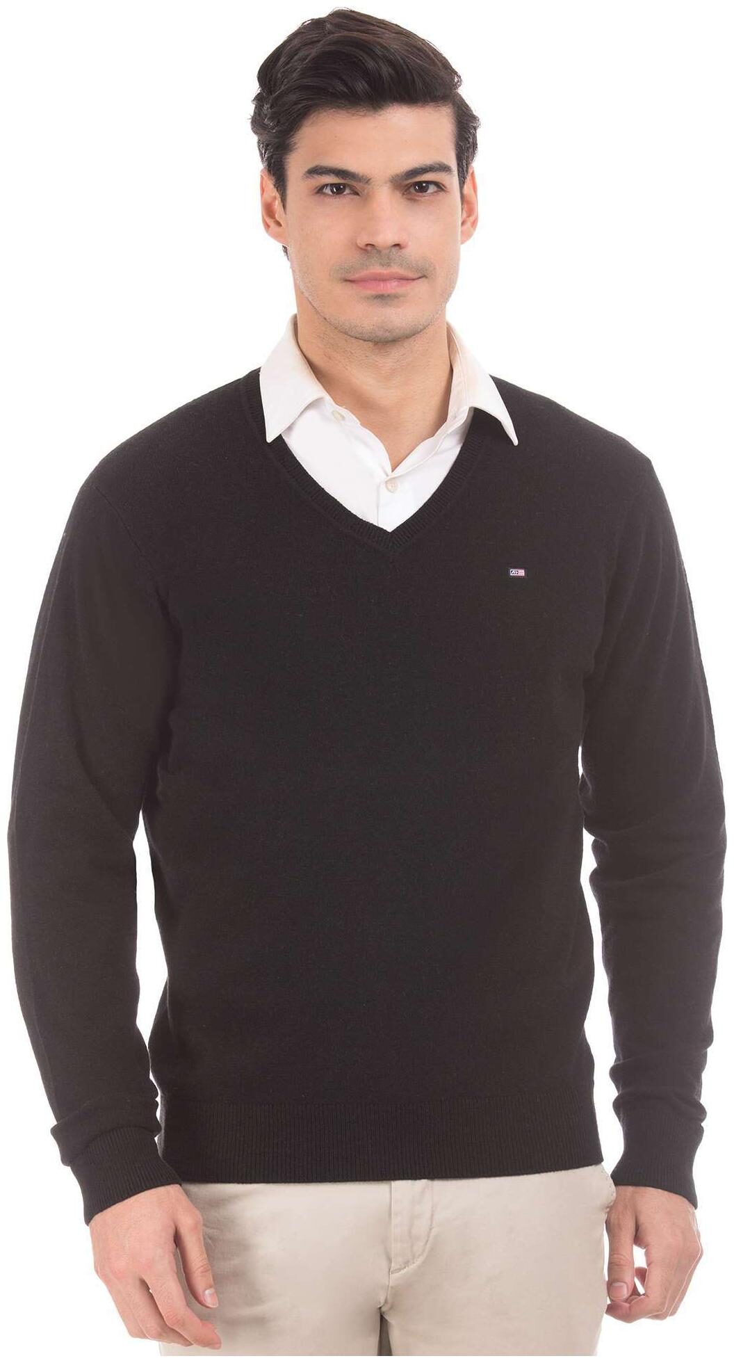 

Arrow Men Black V neck Pullover