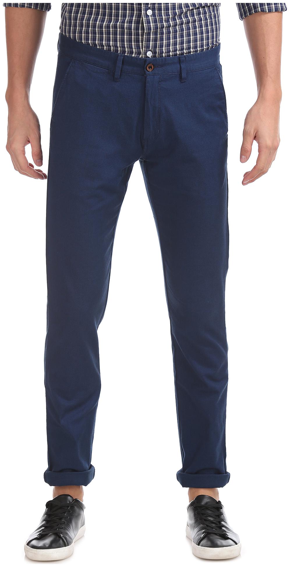 

Arrow Men Blue Solid Slim fit Regular trousers
