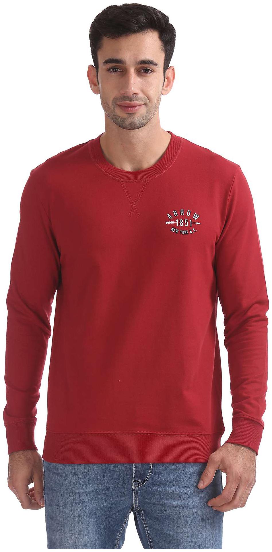 

Arrow Men Red Round neck Sweatshirt