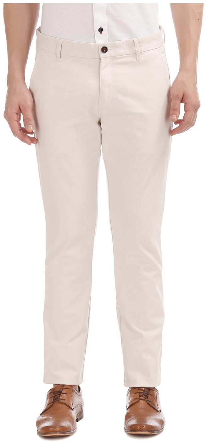 

Arrow Men White Solid Slim fit Regular trousers