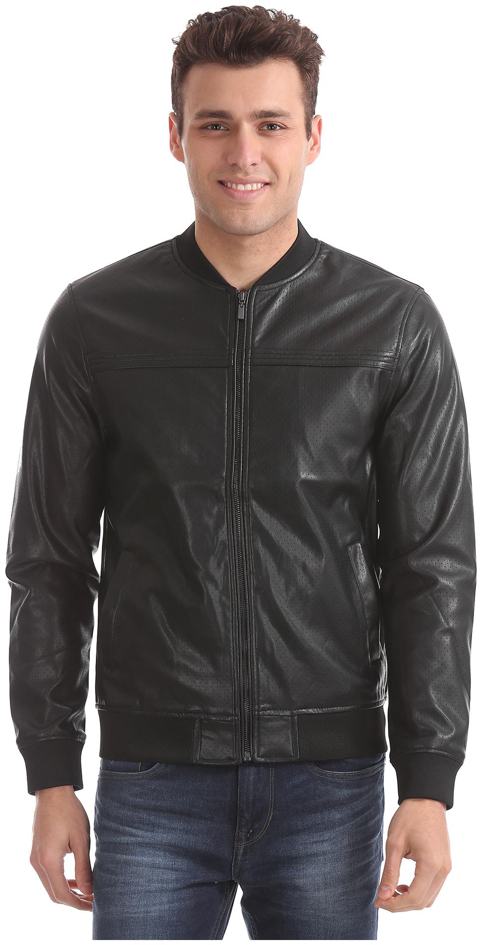 

Arrow Men Black Solid Bomber jacket