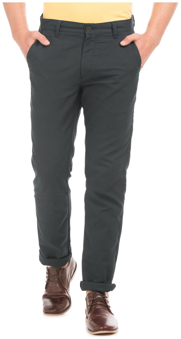 

Arrow Sports Green Cotton Self Striped Slim Fit Trousers