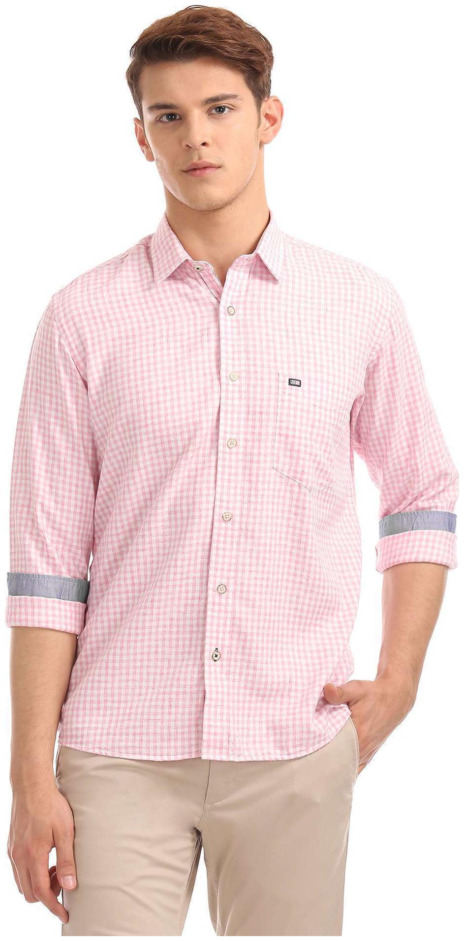 

Arrow Men Pink Checked Regular Fit Casual Shirt