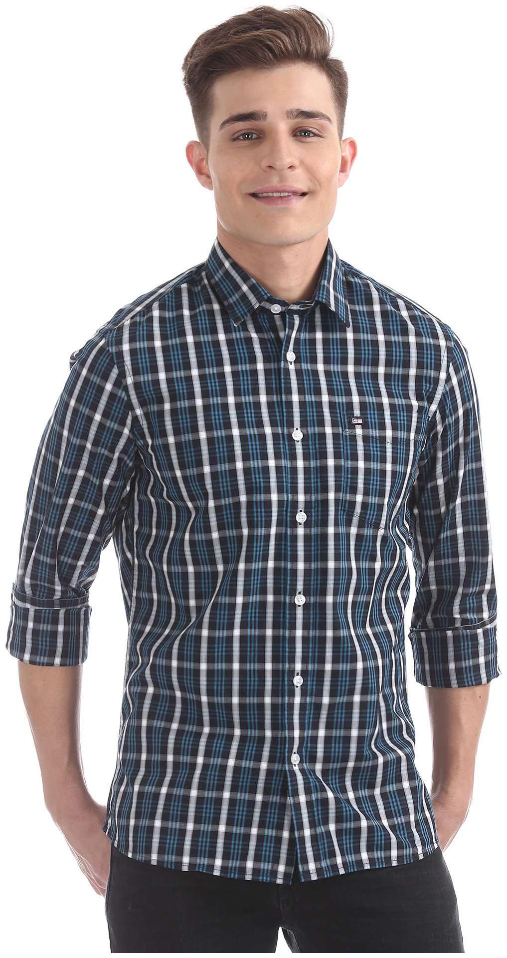 

Arrow Men Blue Checked Slim Fit Casual Shirt