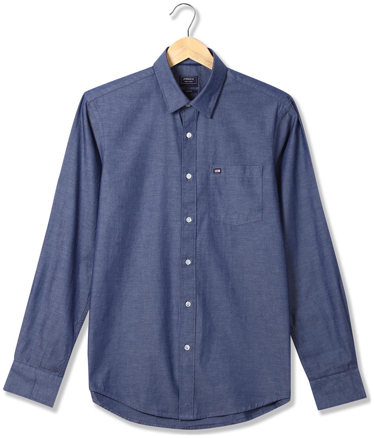 

Arrow Men Grey Solid Slim Fit Casual Shirt