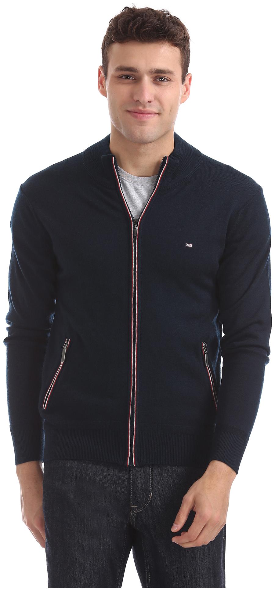 

Arrow Men Blue High neck Cardigan