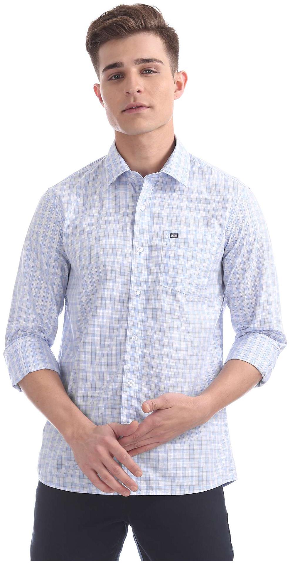 

Arrow Men Blue Checked Slim Fit Casual Shirt