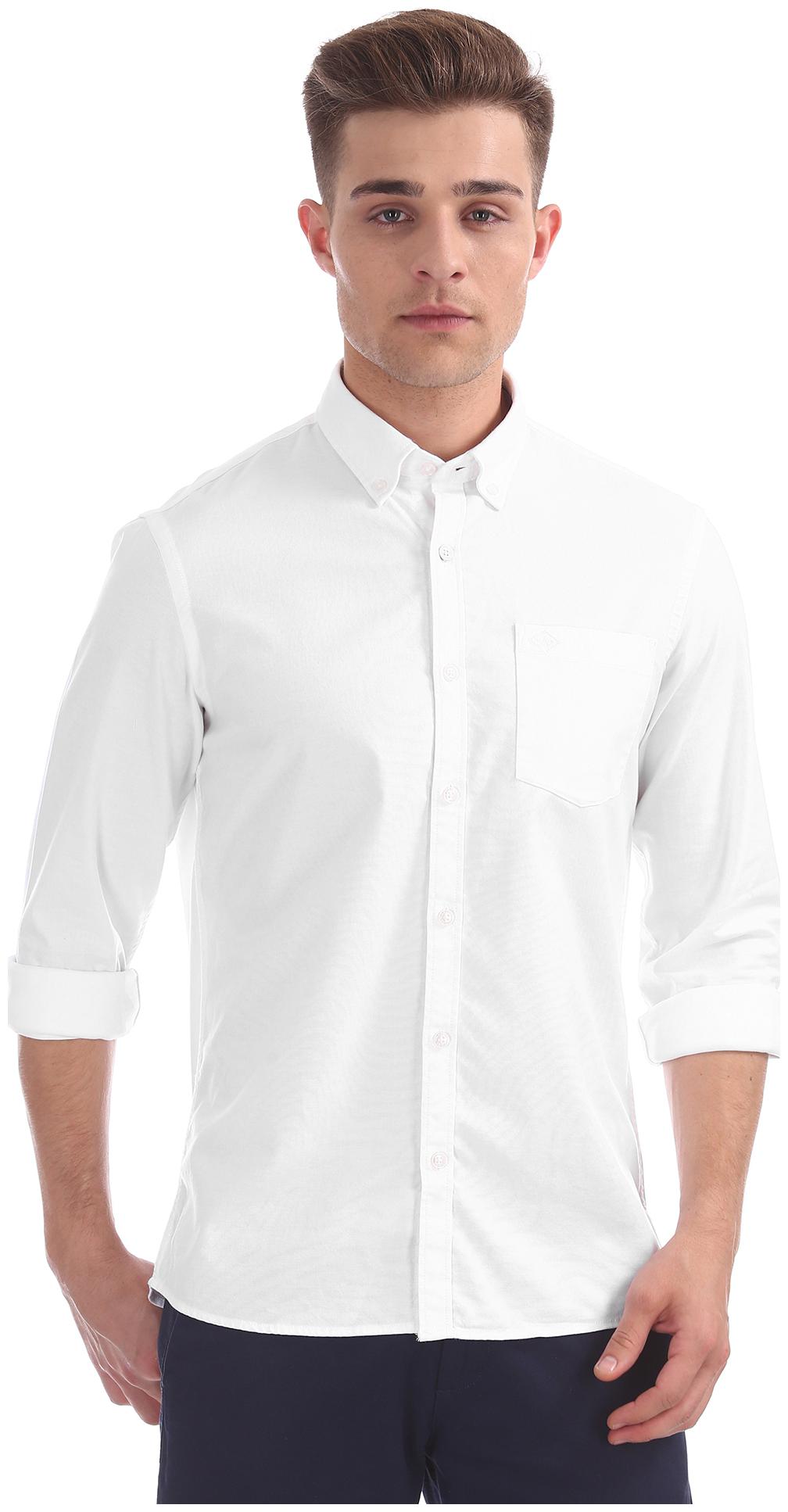 

Arrow Men White Solid Slim Fit Casual Shirt