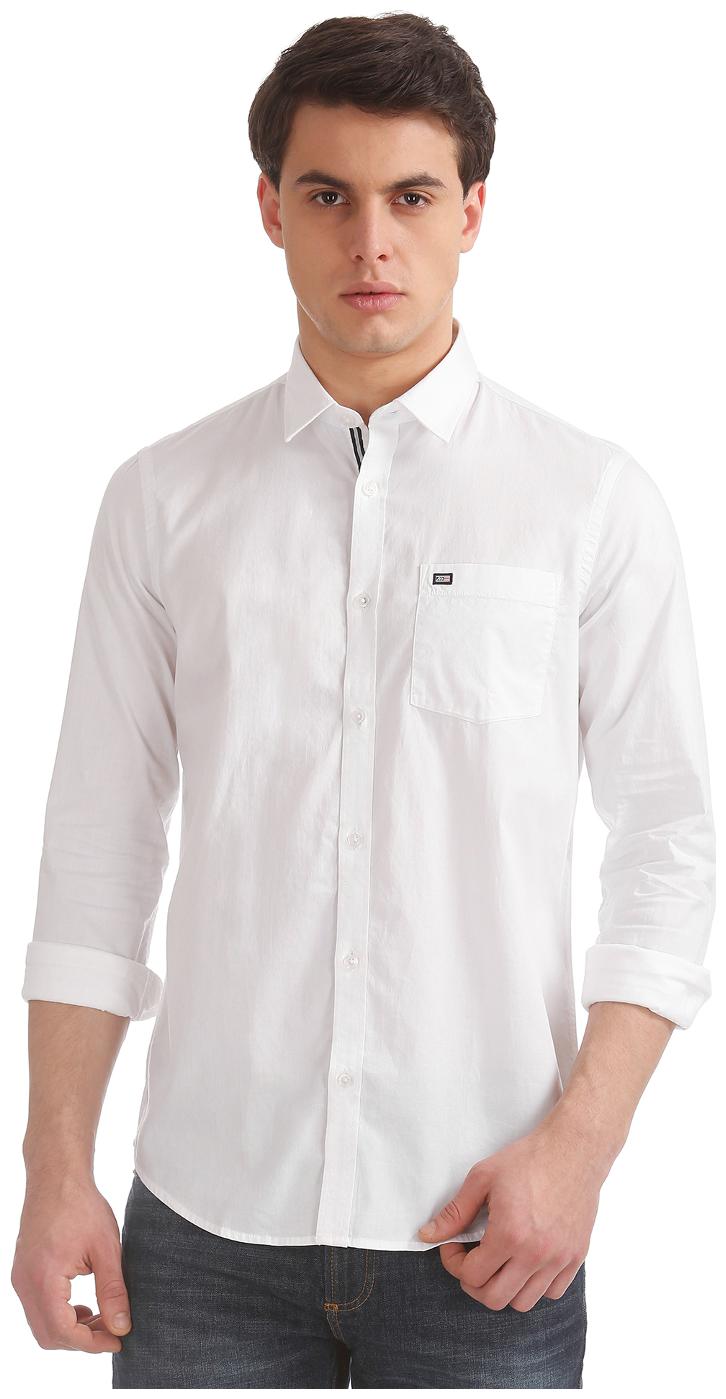 

Arrow Men White Solid Slim Fit Casual Shirt