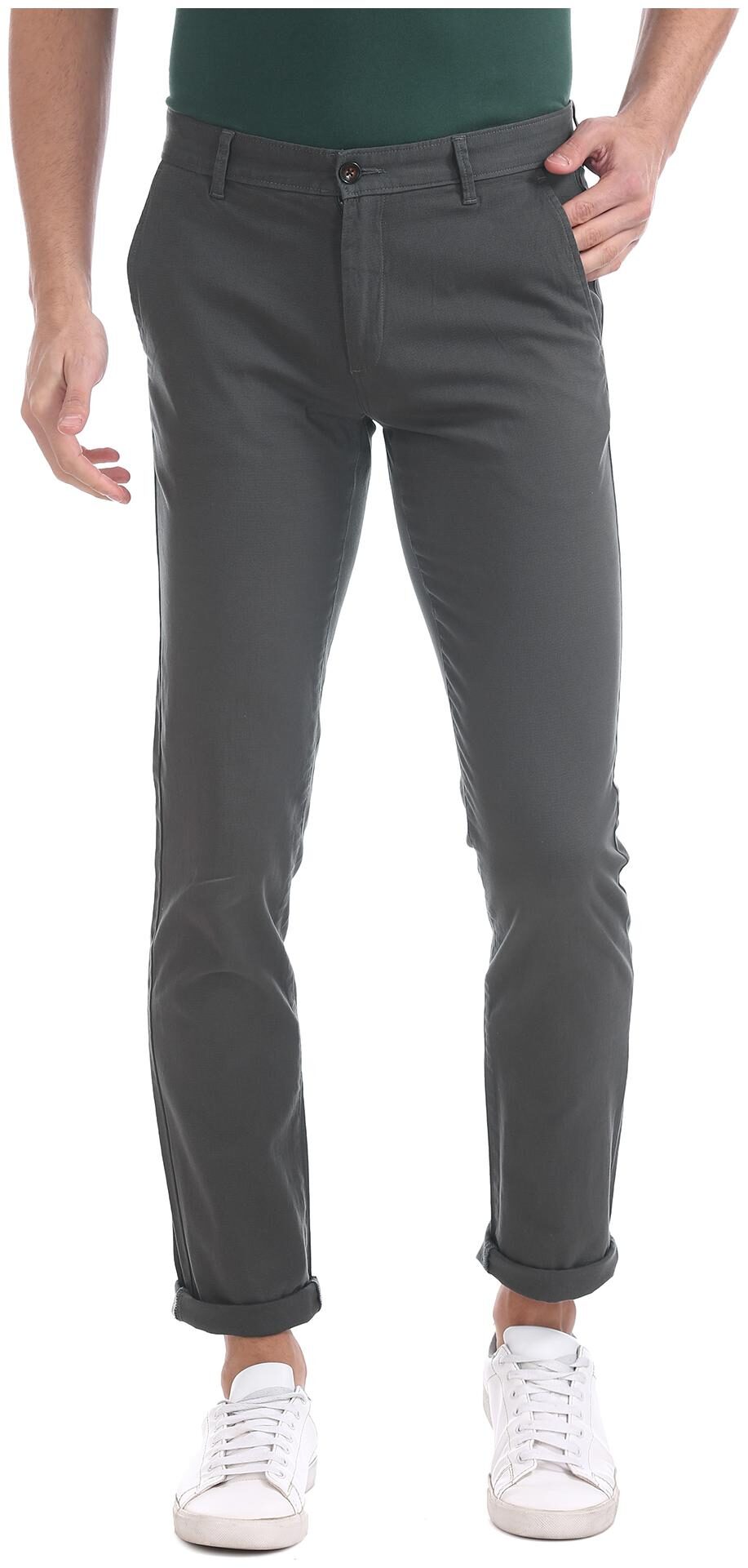 

Arrow Men Grey Textured Slim fit Regular trousers