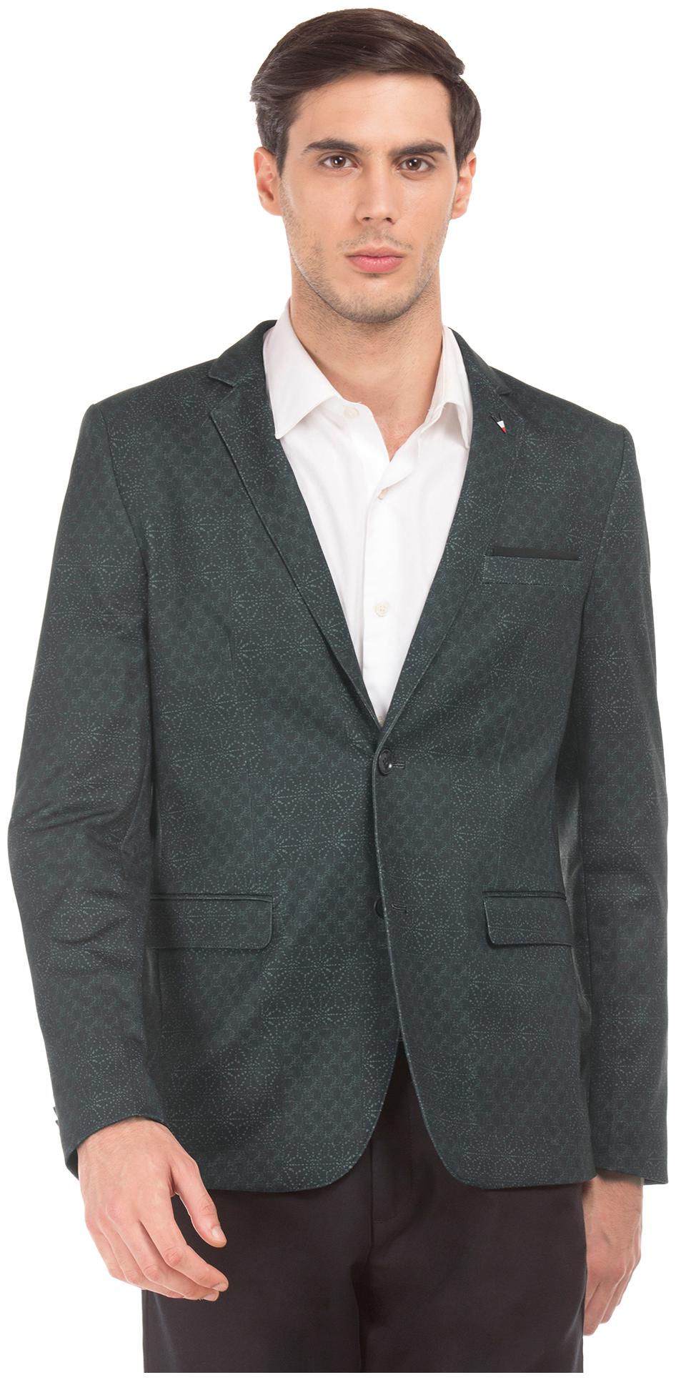 

Arrow Men Black Printed Slim fit Single Breasted Blazer