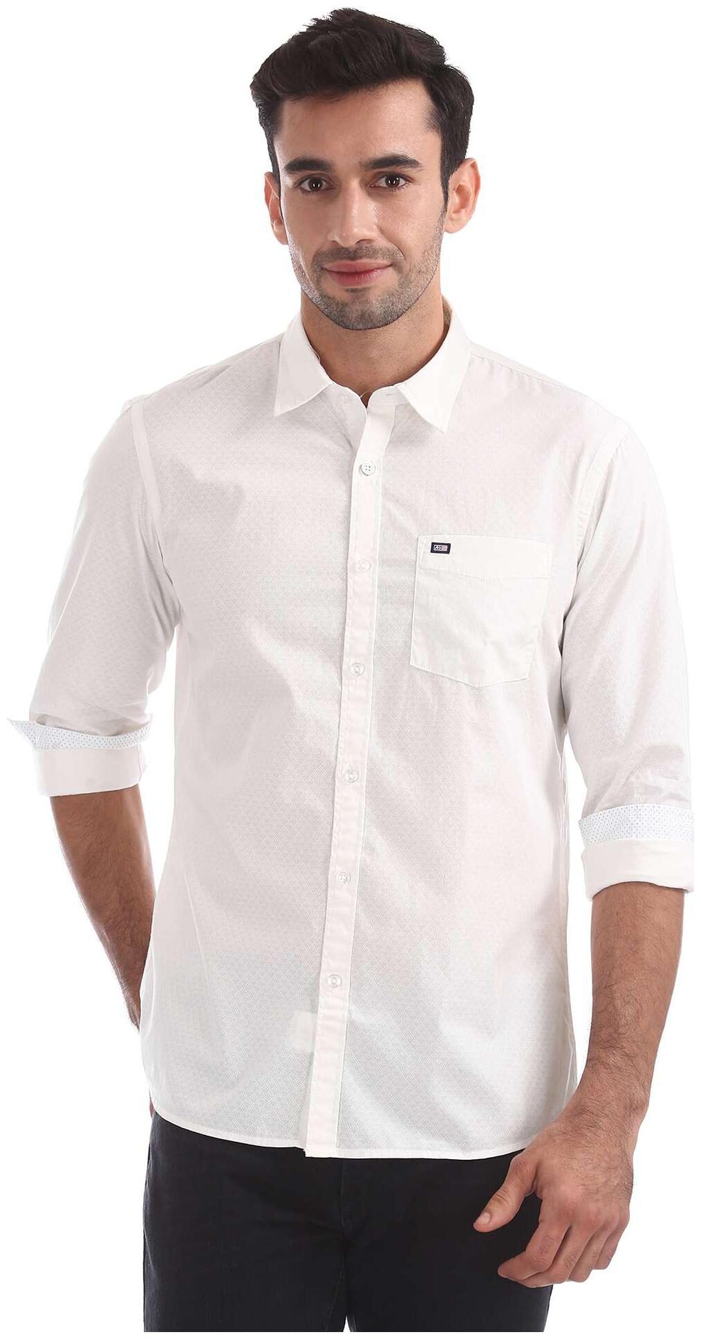 

Arrow Men White Printed Slim Fit Casual Shirt