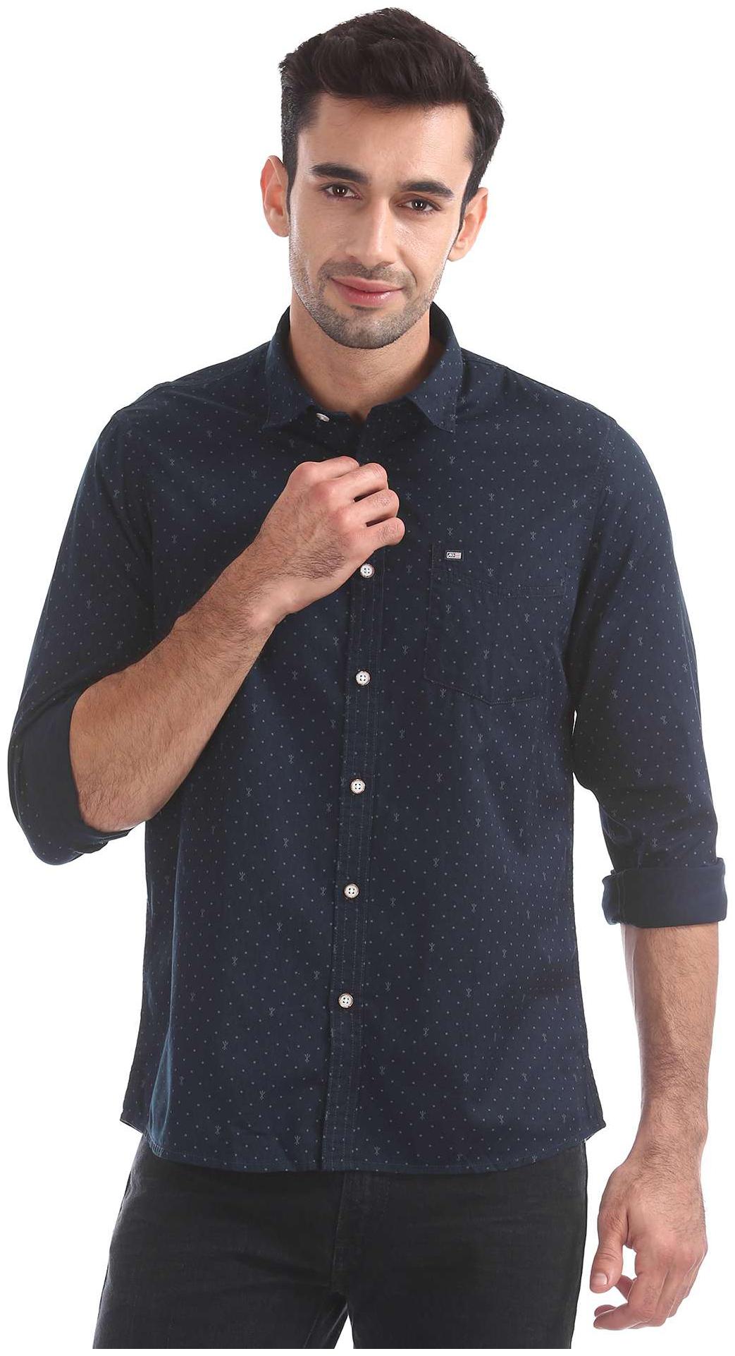 

Arrow Men Blue Printed Slim Fit Casual Shirt