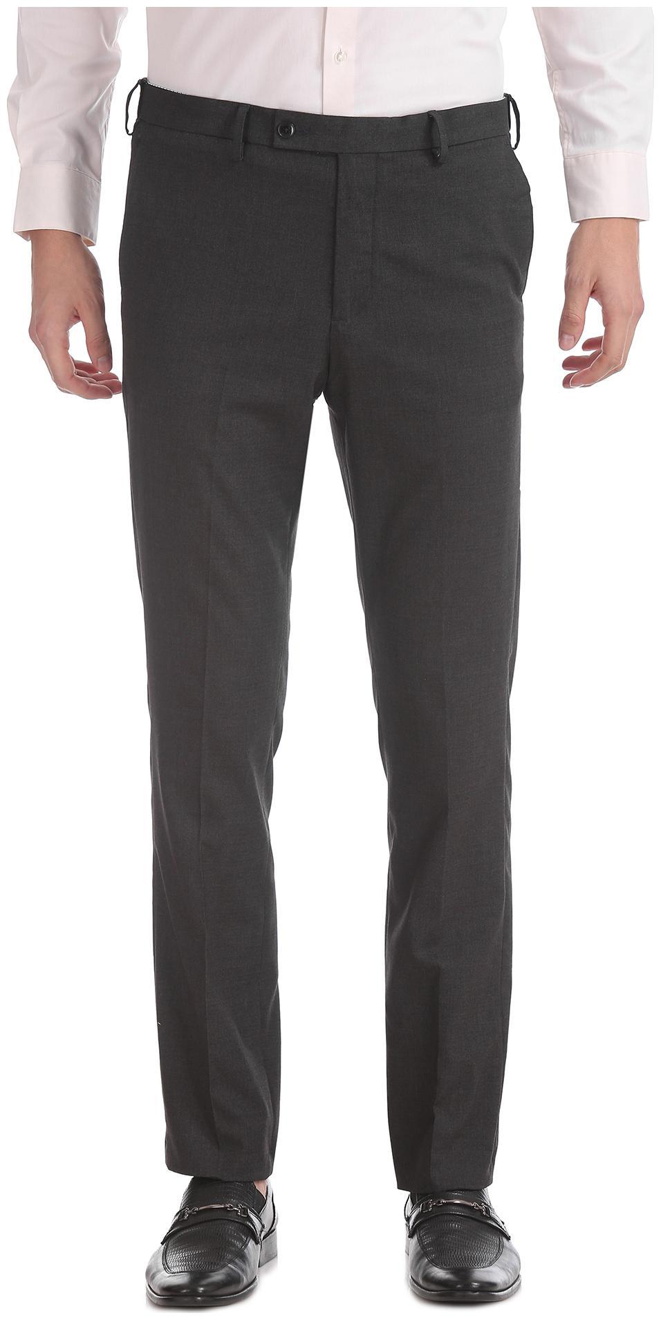 

Arrow Men Solid Tapered Fit Formal Trouser - Grey