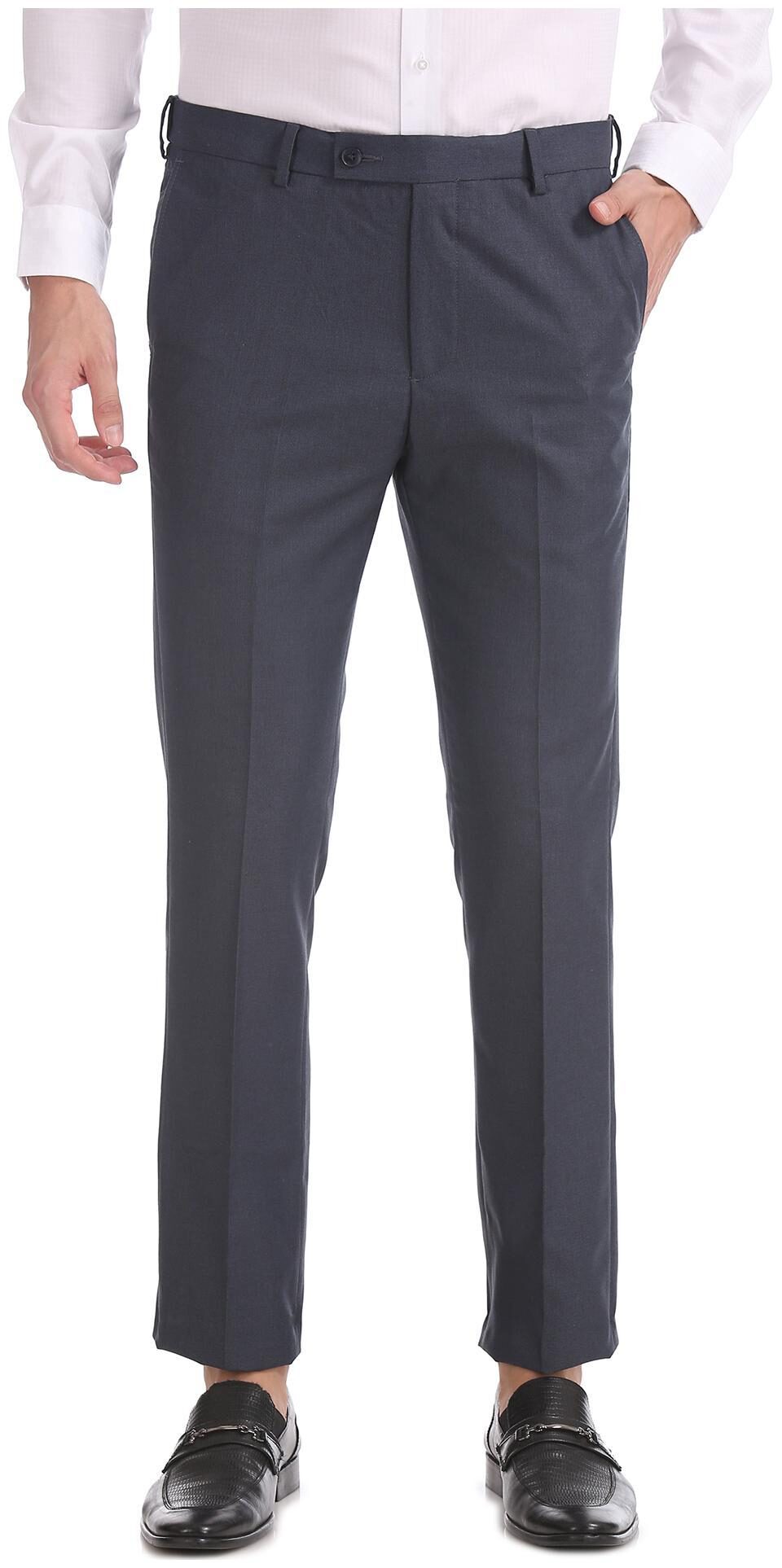 

Arrow Men Solid Tapered Fit Formal Trouser - Blue