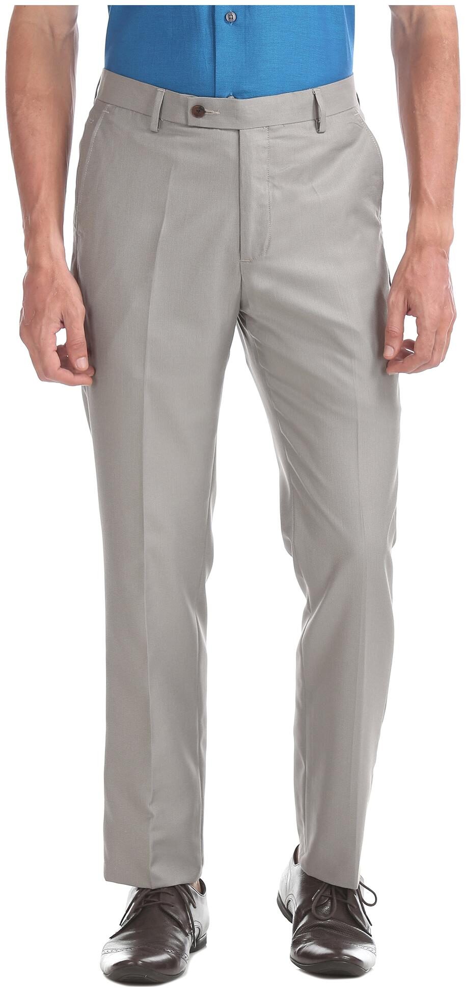 

Arrow Men Solid Tapered Fit Formal Trouser - Grey