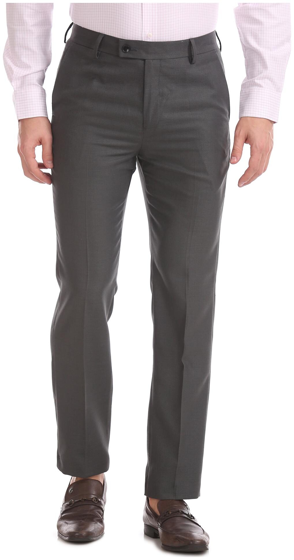 

Arrow Men Textured Tapered Fit Formal Trouser - Grey