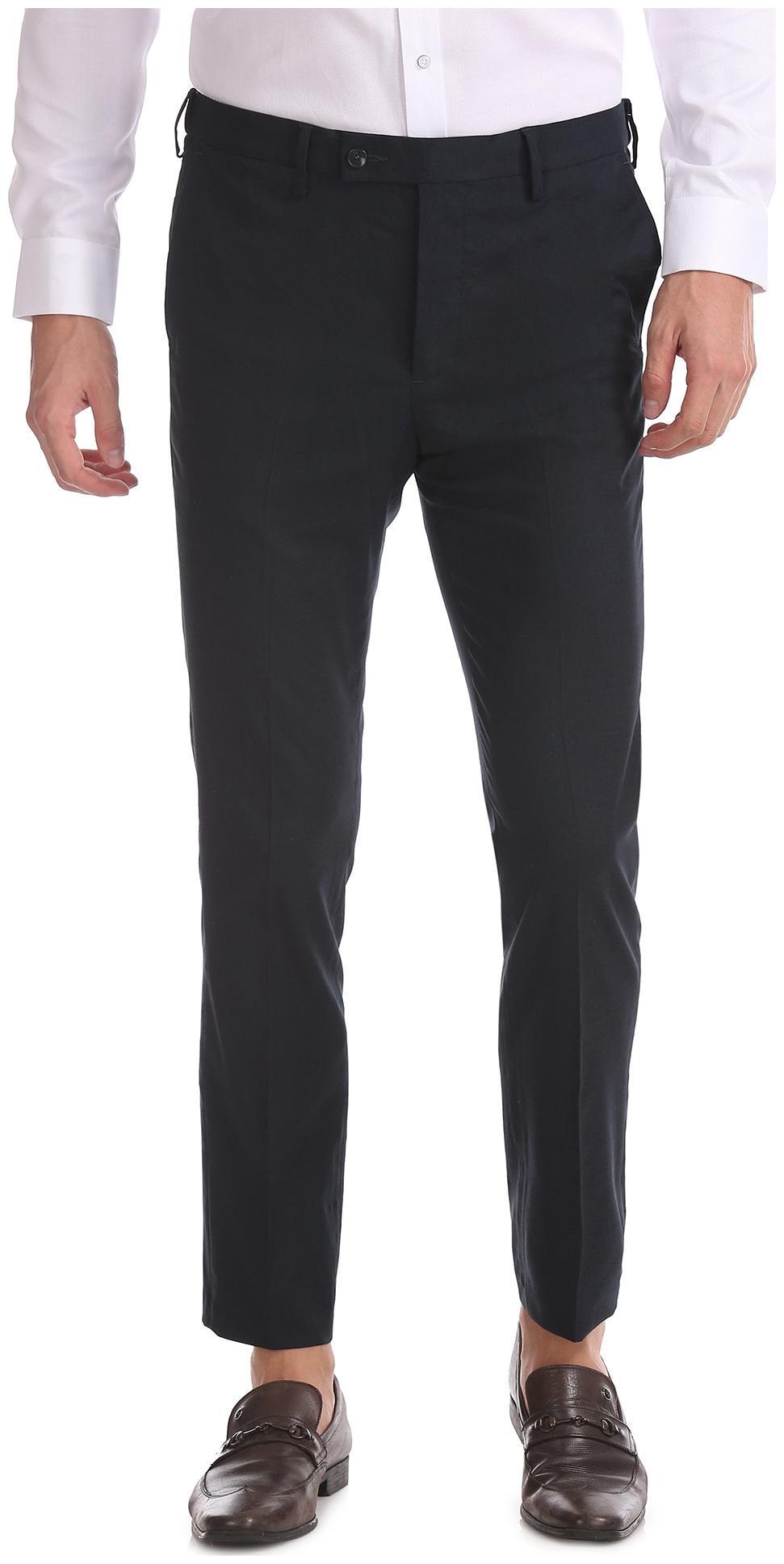 

Arrow Men Solid Tapered Fit Formal Trouser - Blue