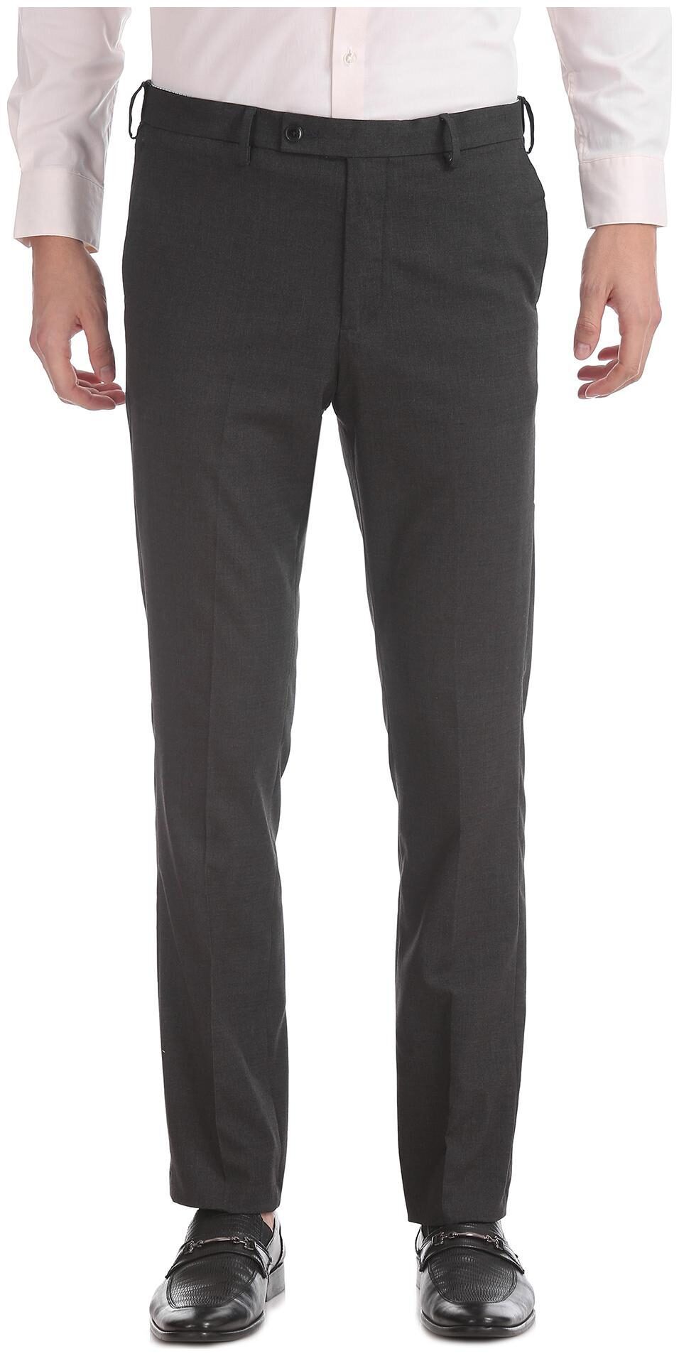 

Arrow Men Solid Tapered Fit Formal Trouser - Grey
