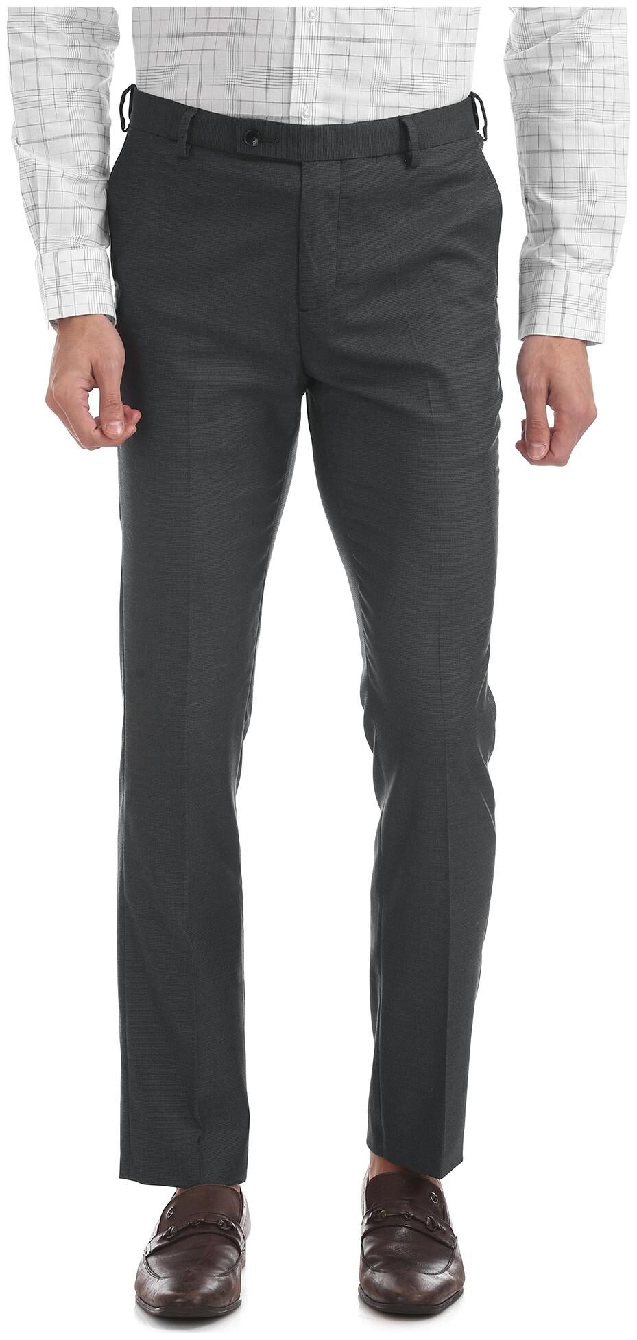 

Arrow Men Solid Tapered Fit Formal Trouser - Grey