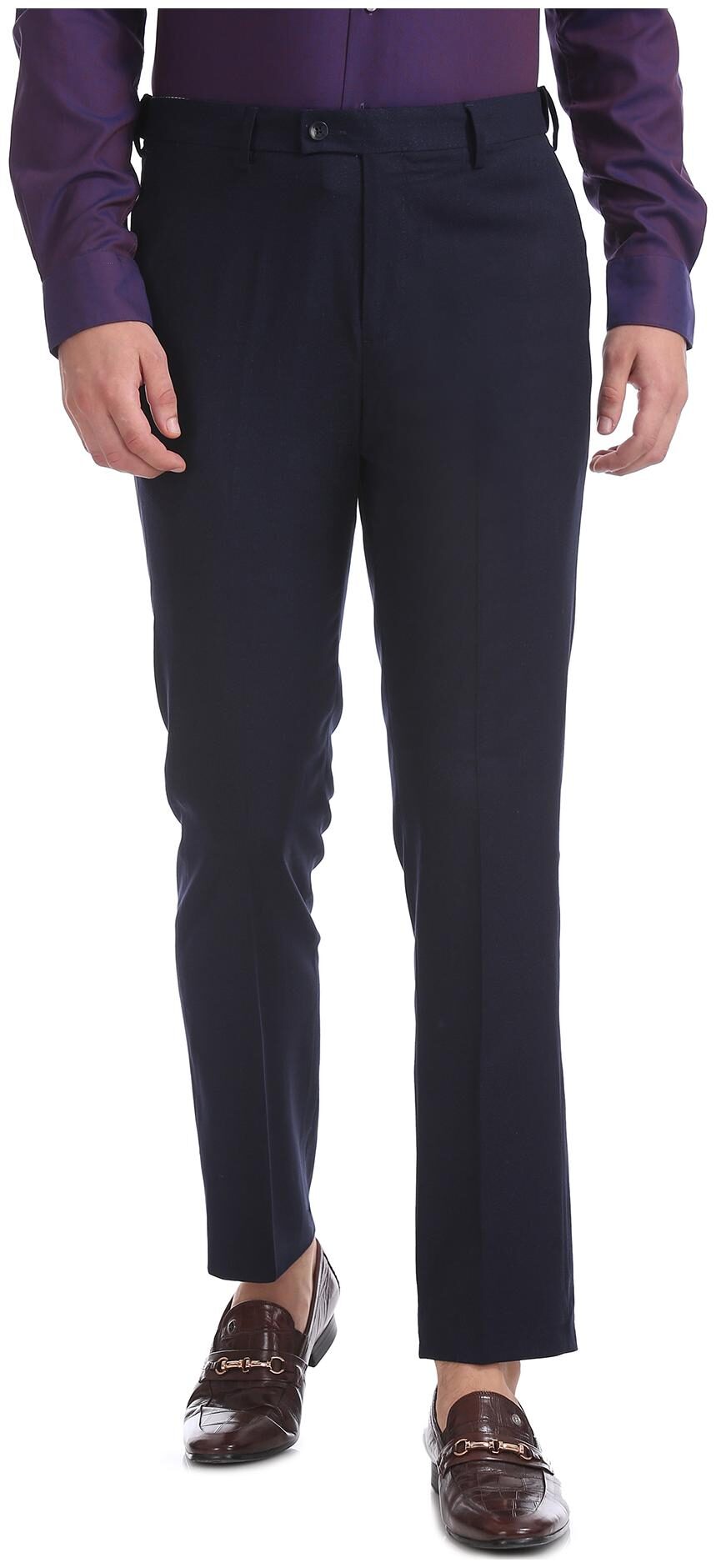 

Arrow Men Solid Tapered Fit Formal Trouser - Blue