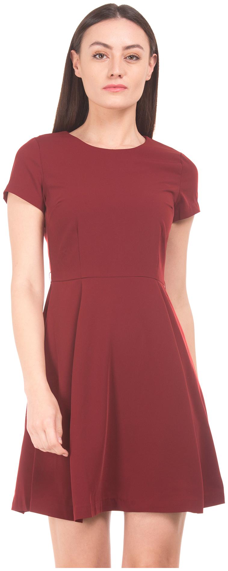 

Arrow Red Solid Flared dress