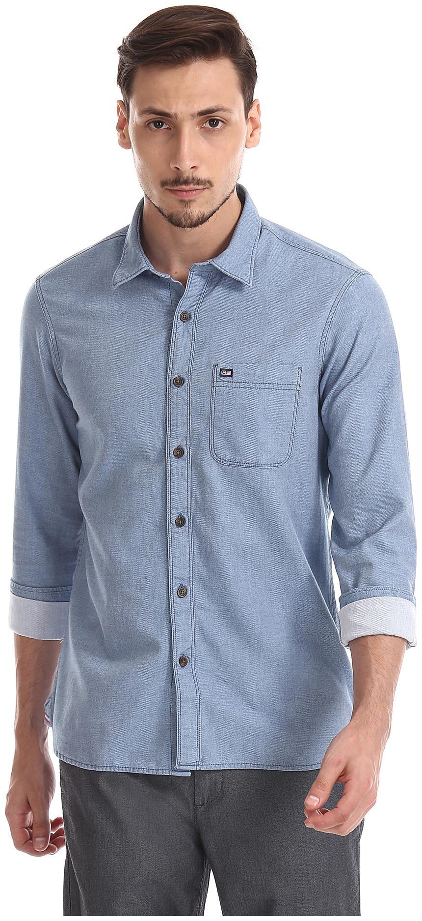 

Arrow Men Blue Weaved Slim Fit Casual Shirt