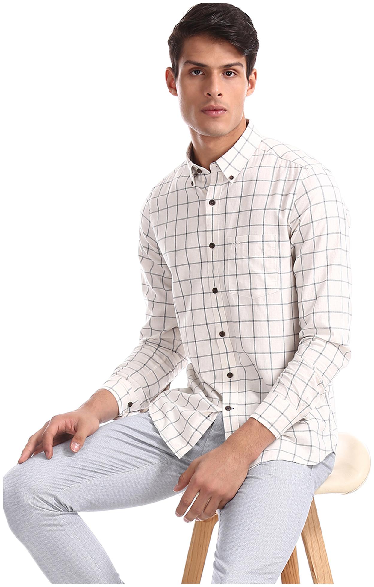 

Arrow Men White Checked Slim Fit Casual Shirt