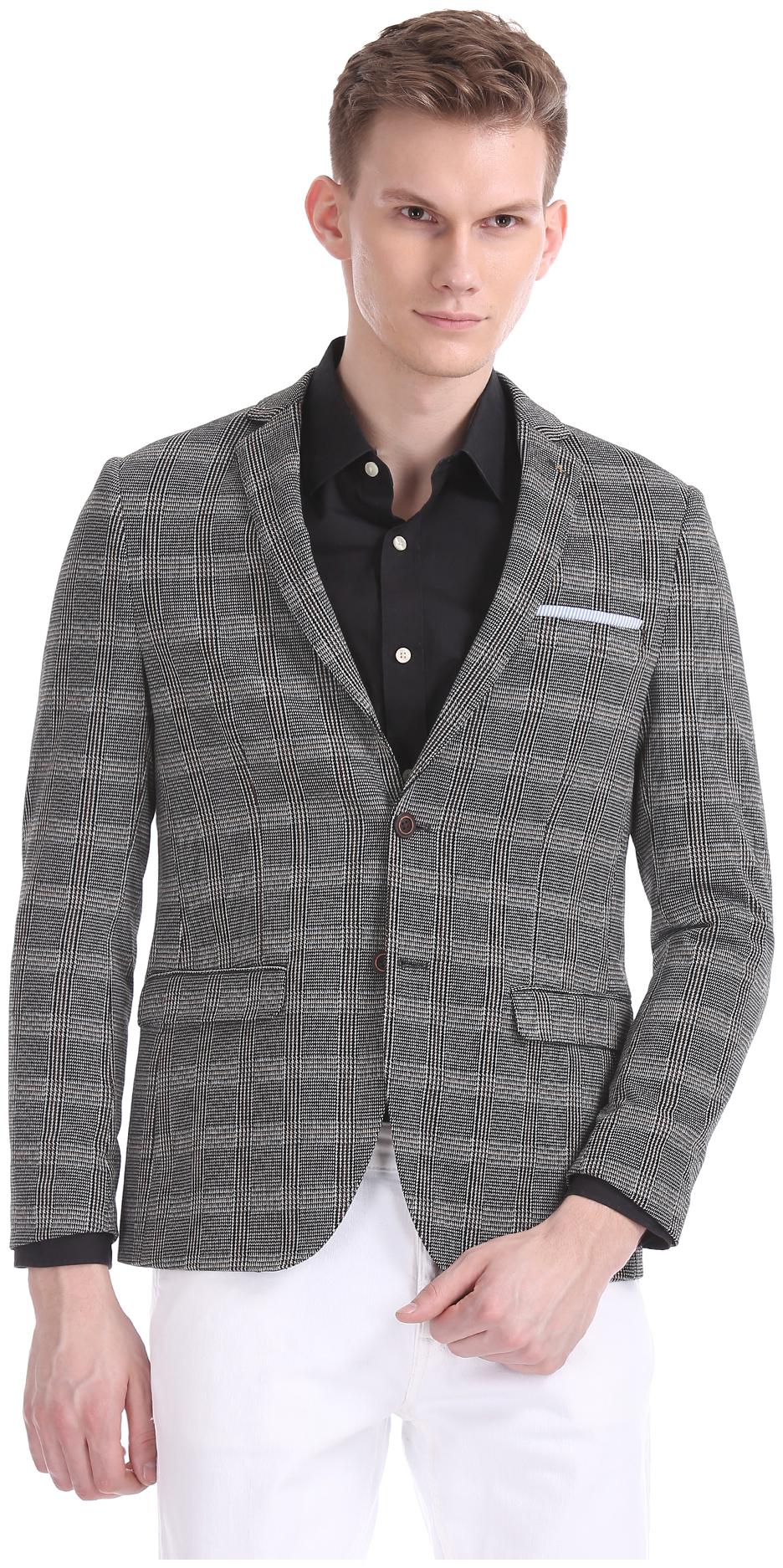 

Arrow Men Brown Checked Slim fit Single Breasted Blazer