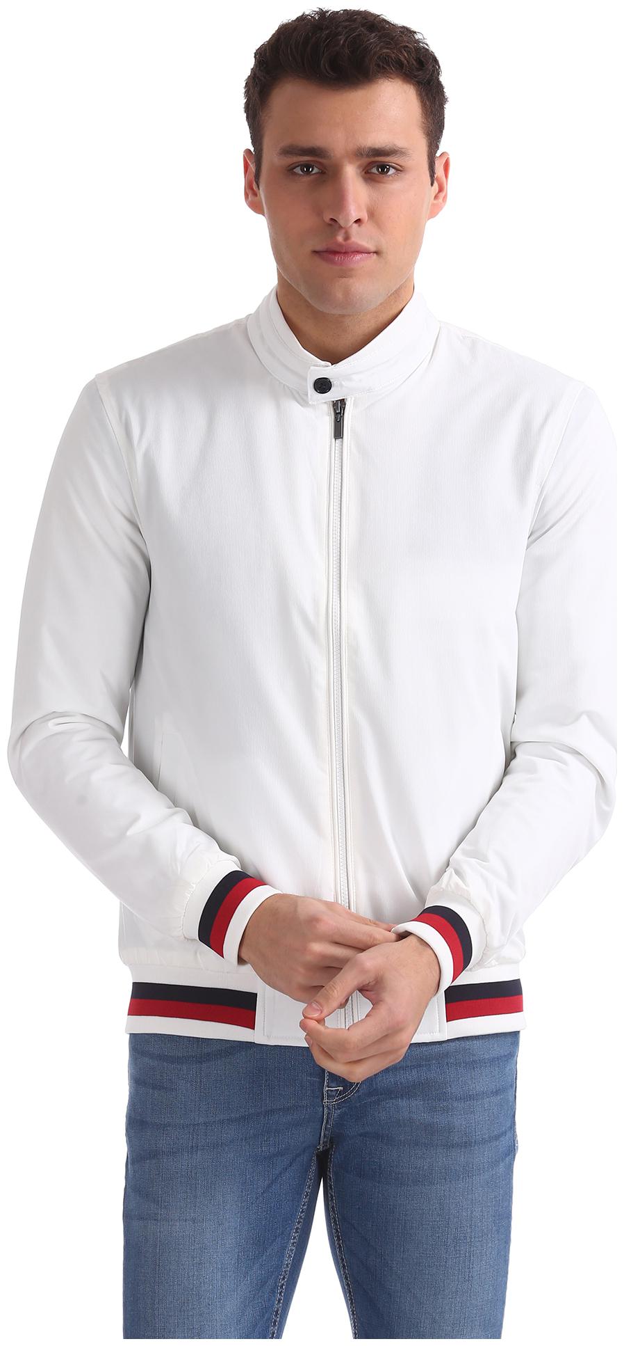 

Arrow Men White Solid Bomber jacket