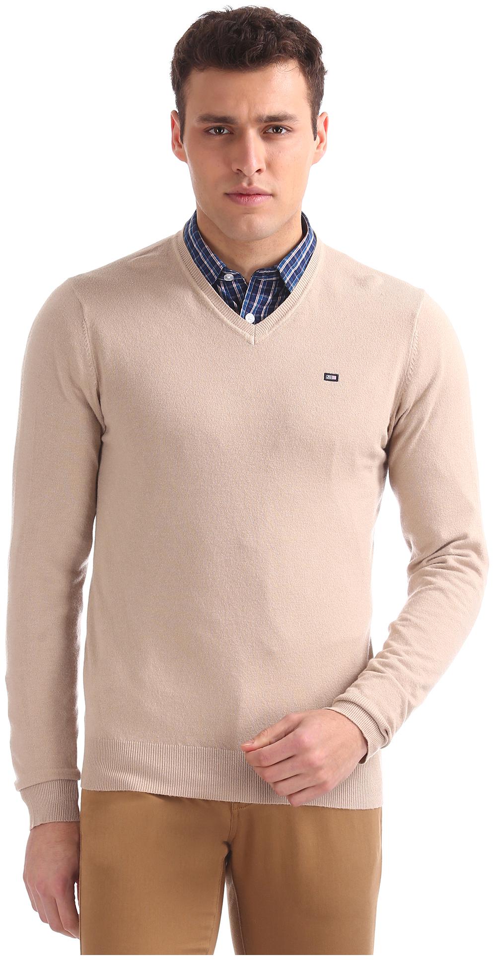 

Arrow Men Beige V neck Cardigan