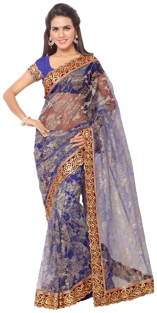 

Aruna Sarees Self Design Embroidered Fashion Handloom Net Brasso Saree
