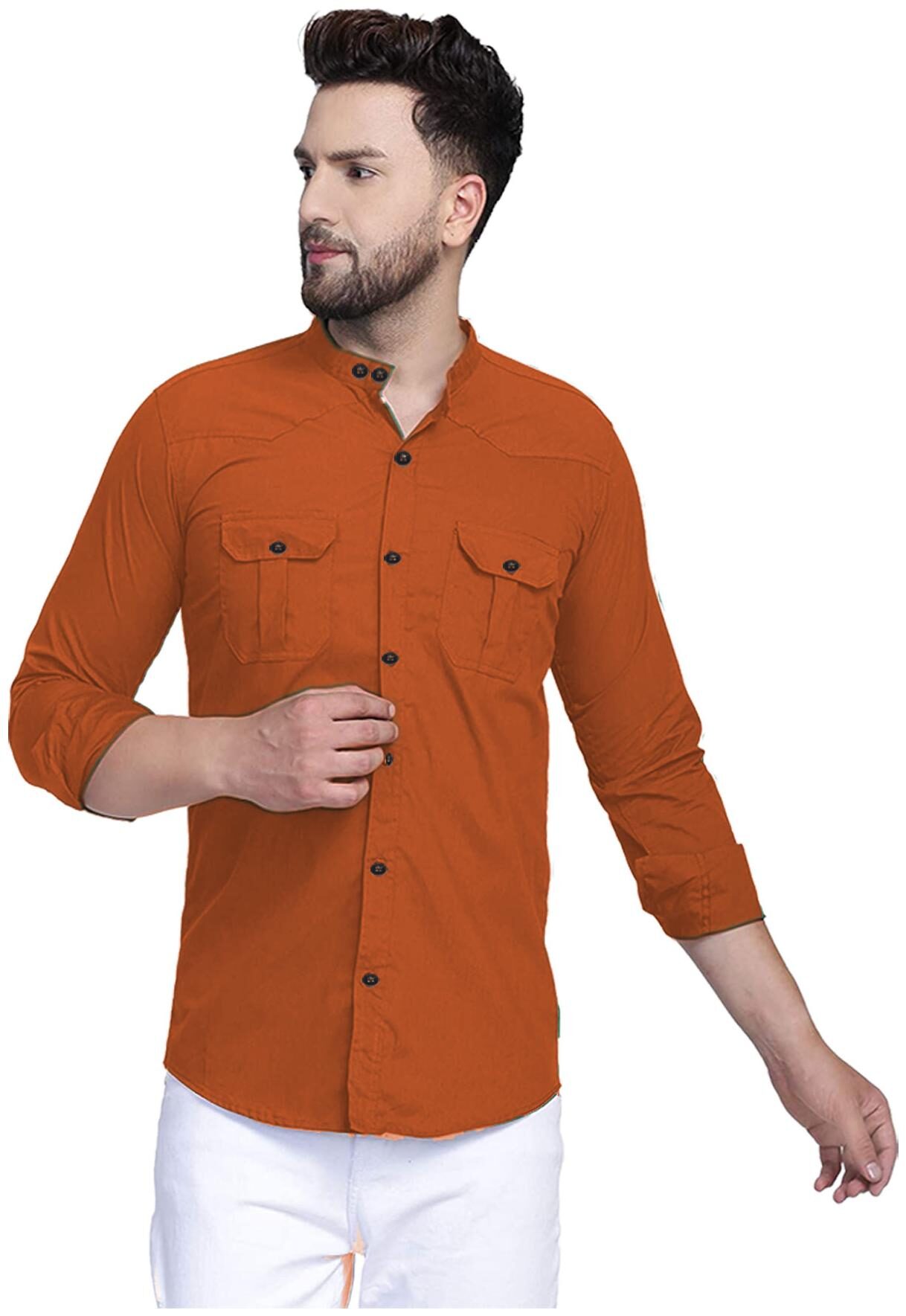 

ARYSON Men Orange Solid Regular Fit Casual Shirt
