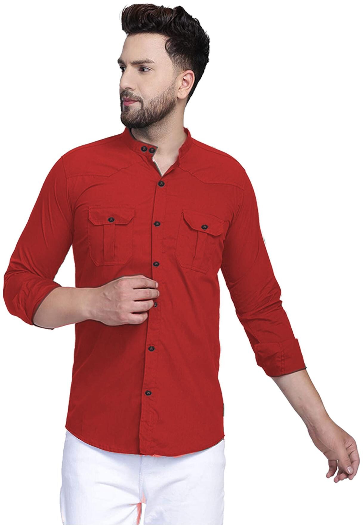 

ARYSON Men Red Solid Regular Fit Casual Shirt