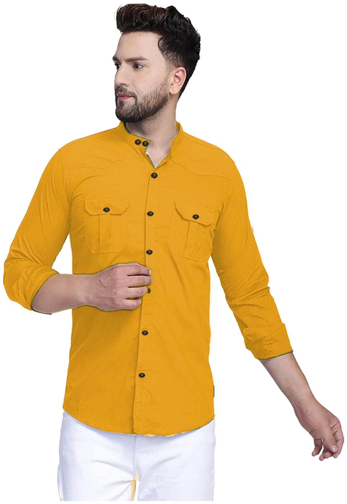 

ARYSON Men Yellow Solid Regular Fit Casual Shirt