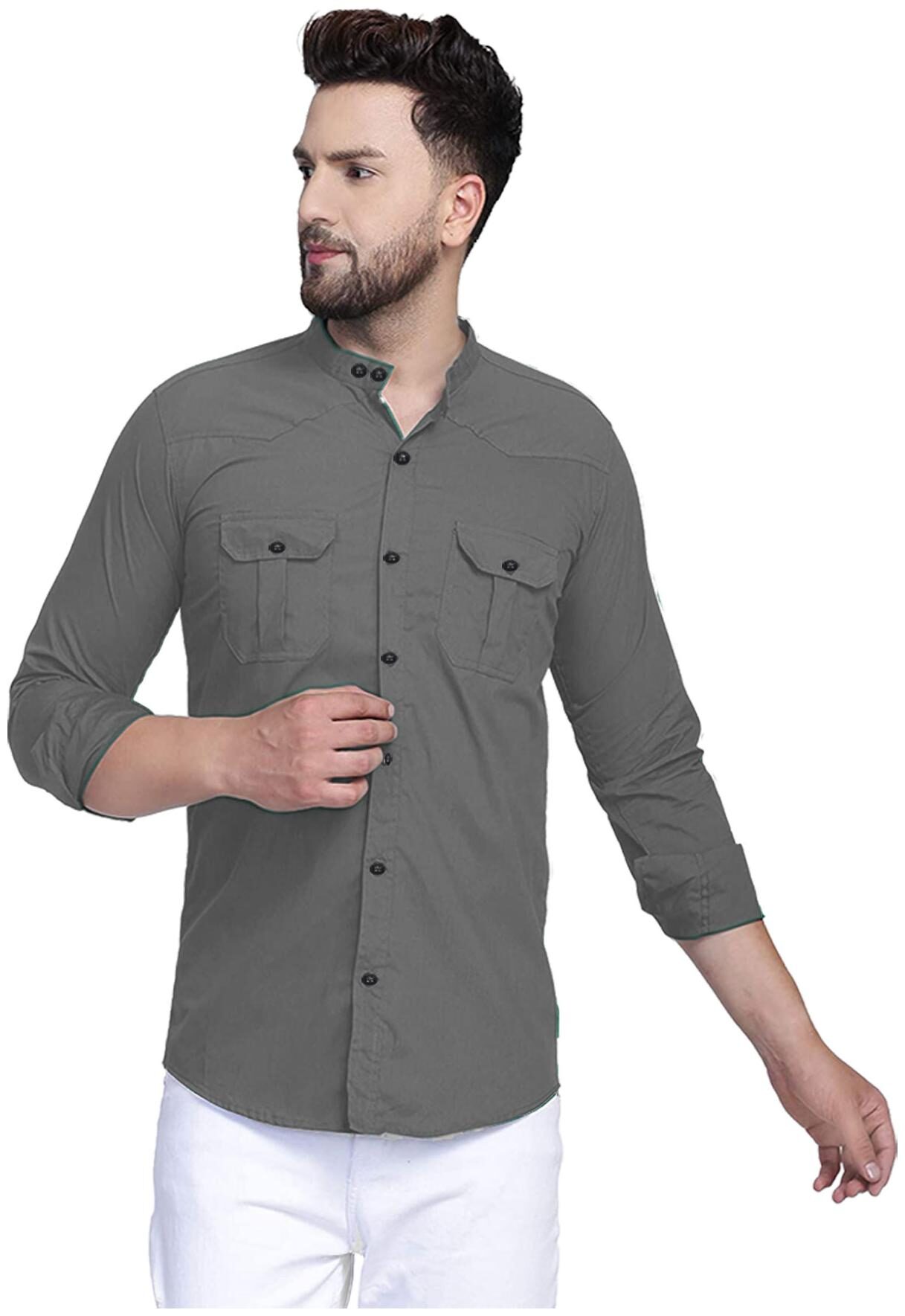

ARYSON Men Grey Solid Regular Fit Casual Shirt