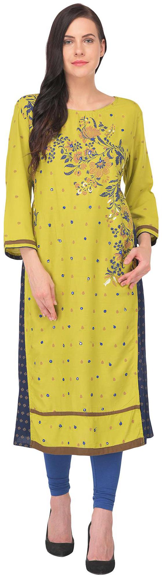 

ARZONAI Women Green Printed Straight Kurta