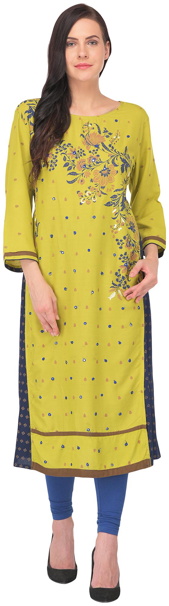 

ARZONAI Women Green Printed Straight Kurta
