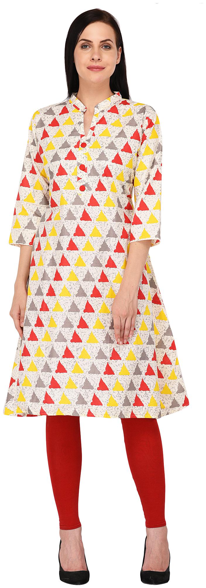 

ARZONAI Women White Printed Straight Kurta
