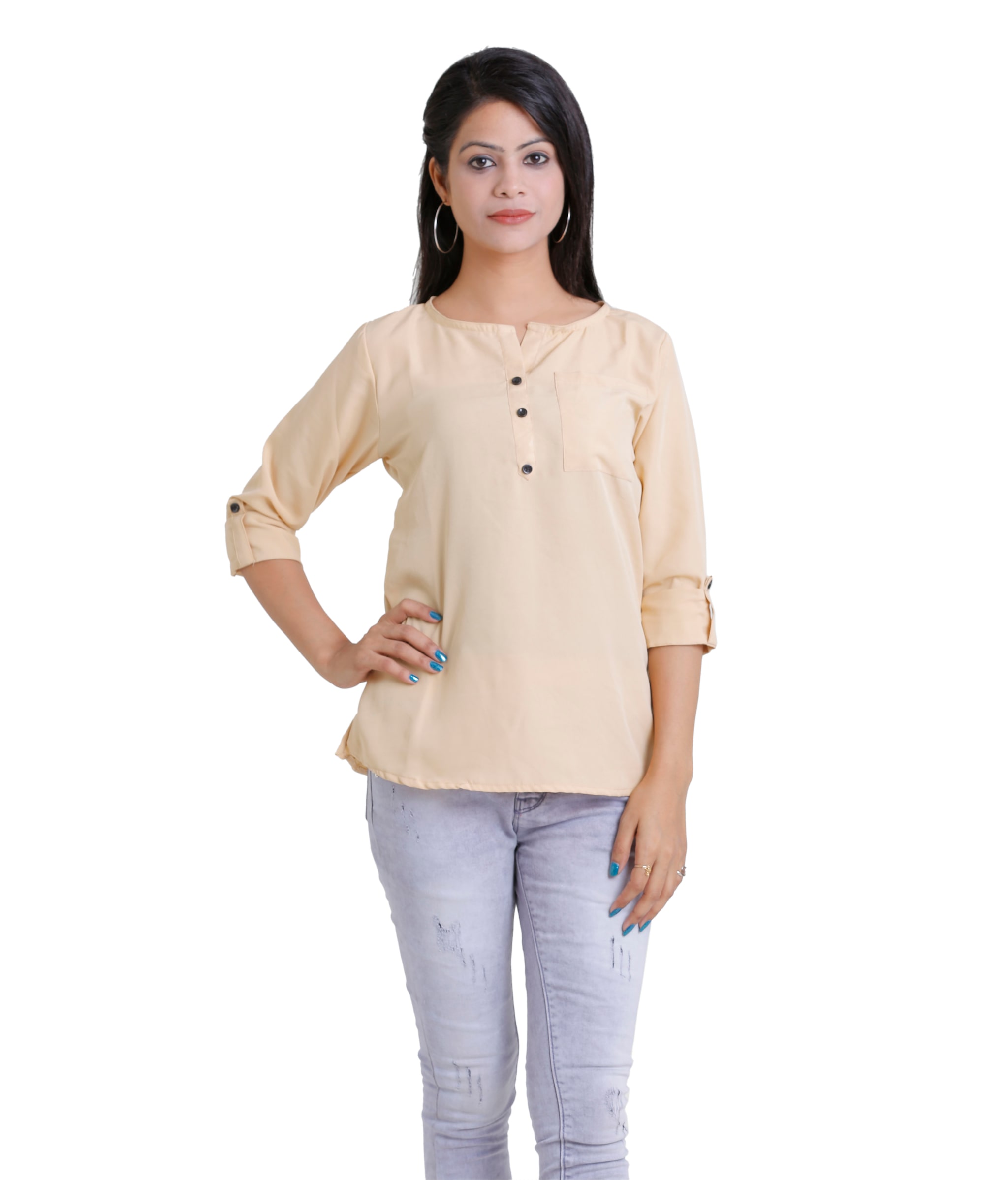 

Ashvik Women Solid Regular top - Cream