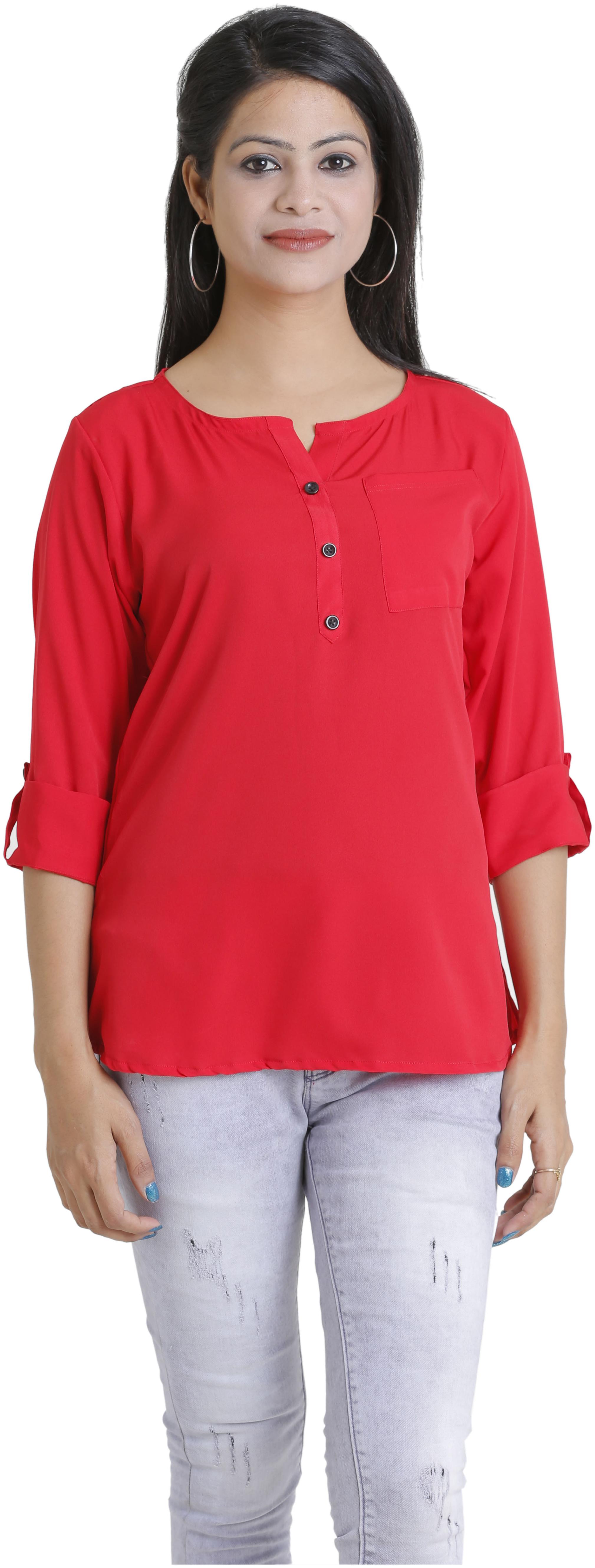 

Ashvik Women Solid Regular top - Red