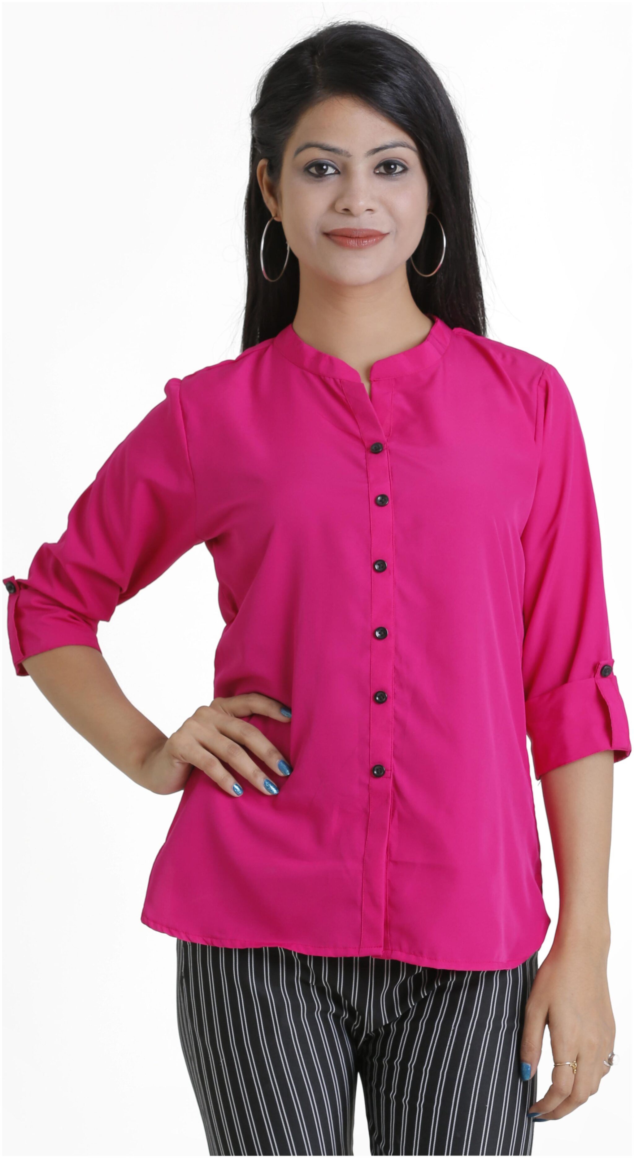 

Ashvik Women Solid Regular top - Pink