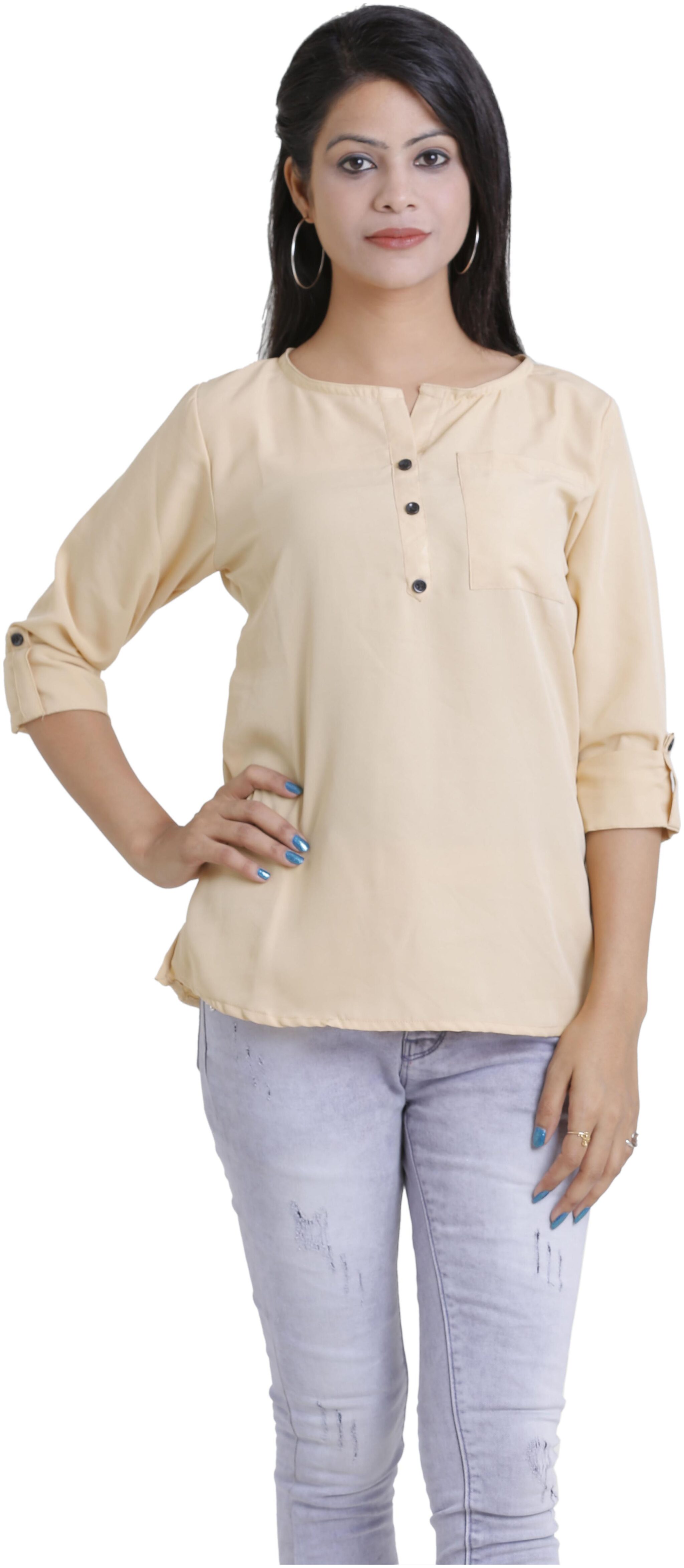 

Ashvik Women Solid Regular top - Cream
