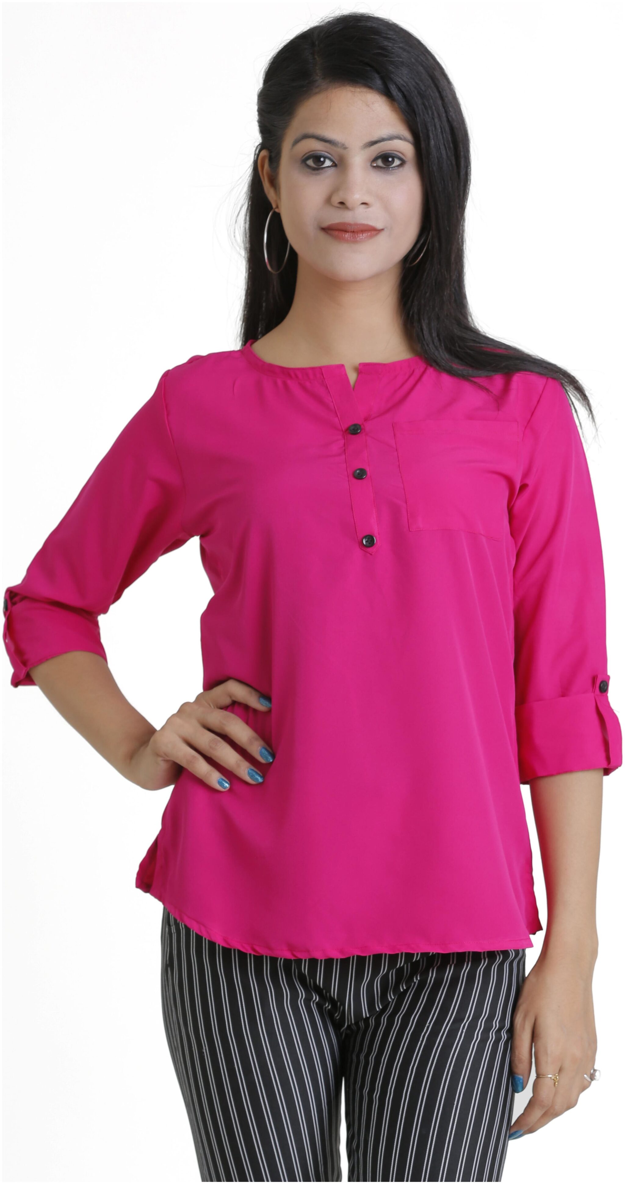 

Ashvik Women Solid Regular top - Pink