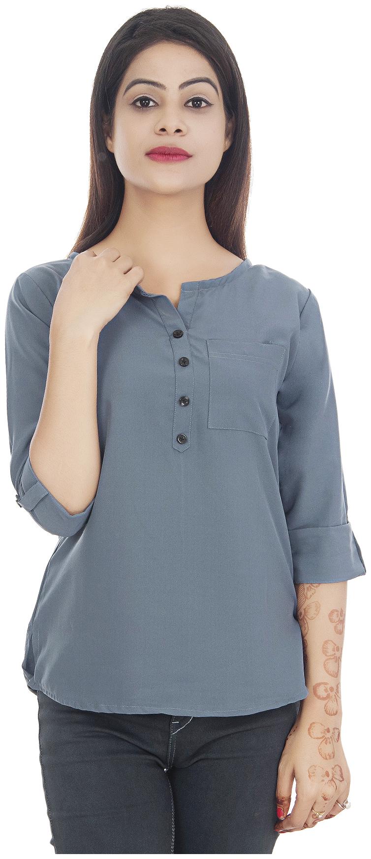 

Ashvik Women Solid Regular top - Grey