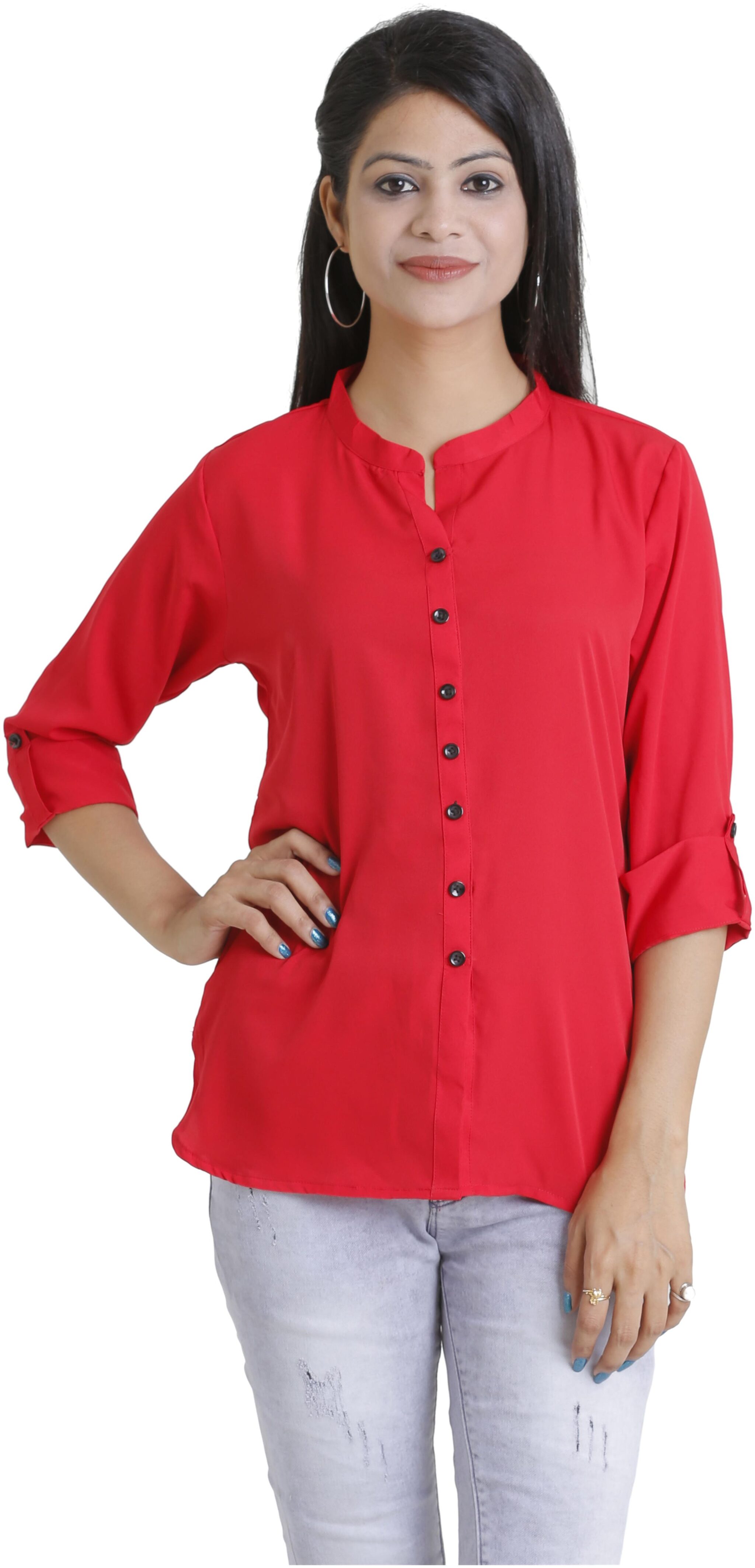 

Ashvik Women Solid Regular top - Red
