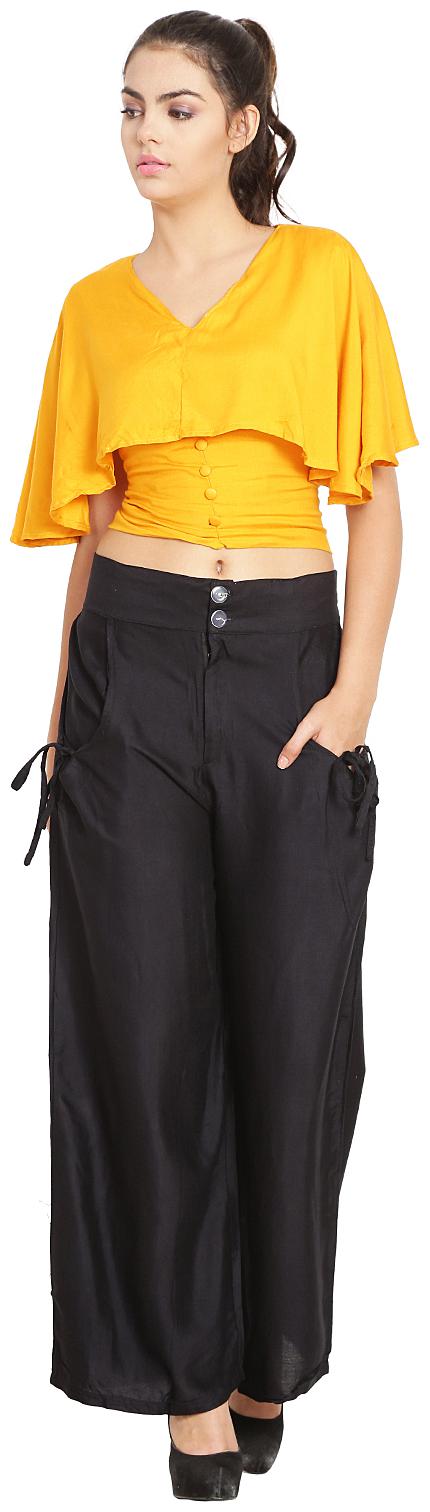 

ASMAANI Black Solid Flared Palazzo